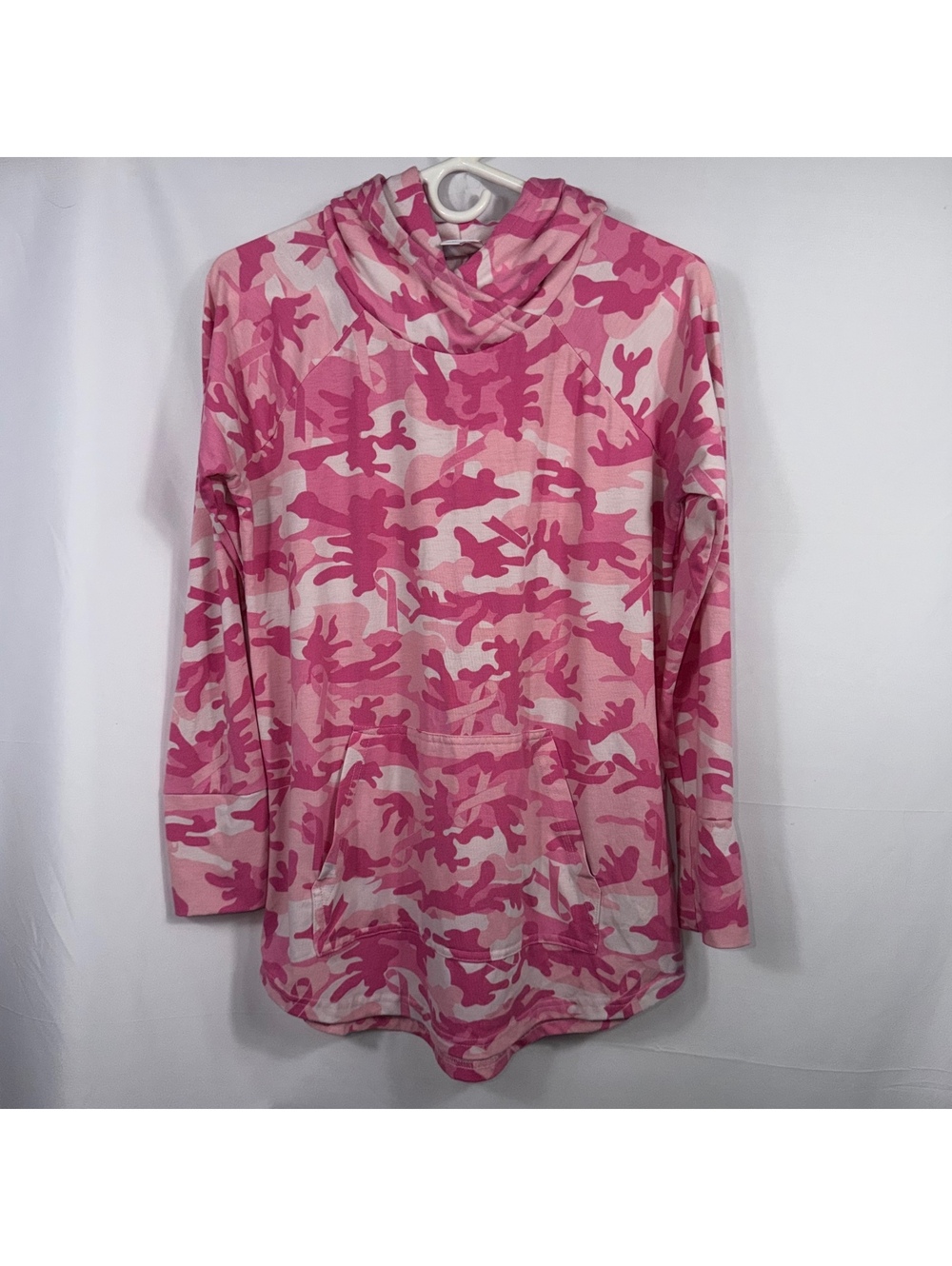 LuLaRoe Amber M Pink Camo Breast Cancer Hoodie